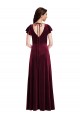 Buy V-Neck Long Stretch Velvet Burgundy Flutter Sleeves Semi Formal Evening Dress UK