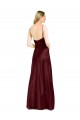Buy V-Neck Long Stretch Satin Burgundy Gold Sleeveless Evening Dress UK