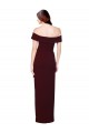 Buy Off the Shoulder Long Stretch Crepe Burgundy Gold Sleeveless Formal Evening Dress UK