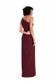 Buy One Shoulder Long Stretch Crepe Burgundy Gold Sleeveless Formal Evening Dress UK