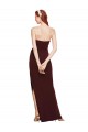 Buy Strapless Long Stretch Crepe Burgundy Gold Sleeveless Formal Evening Dress UK