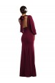 Buy Bateau Neck Long Stretch Crepe Burgundy Gold Long Sleeves Formal Evening Dress UK