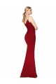 Buy V-Neck Long Stretch Crepe Burgundy Sleeveless Formal Evening Dress UK