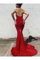 Buy Sweetheart Court Train Velvet Sequin Burgundy Sleeveless Evening Dress UK