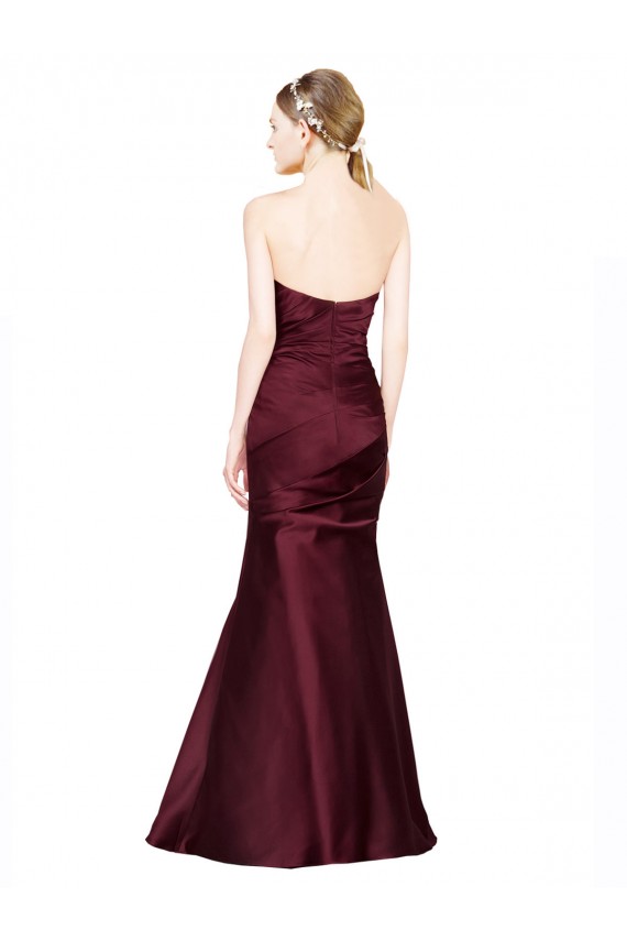 Buy Sweetheart Long Satin Burgundy Sleeveless Formal Evening Dress UK