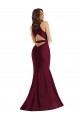Buy V-Neck Long Silky Satin Burgundy Sleeveless Plus Size Formal Evening Dress UK
