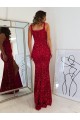 Buy Square Neck Long Velvet Sequin Burgundy Sleeveless Evening Dress UK