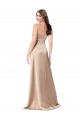 Buy V-Neck Long Silky Satin Champagne Pink Sleeveless Formal Evening Dress UK