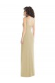 Buy Square Neck Long Stretch Crepe Champagne Sleeveless Formal Evening Dress UK