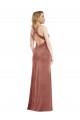 Buy V-Neck Long Stretch Velvet Cinnamon Rose Sleeveless Evening Dress UK