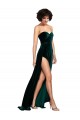 Buy Sweetheart Sweep Train Stretch Velvet Dark Green Sleeveless Semi Formal Evening Dress UK