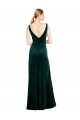 Buy V-Neck Long Stretch Velvet Dark Green Sleeveless Black Tie Evening Dress UK
