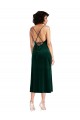 Buy Cowl Neck Midi Length Stretch Velvet Dark Green Sleeveless Black Tie Evening Dress UK