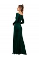 Buy Off the Shoulder Long Stretch Velvet Dark Green Long Sleeves Formal Evening Dress UK