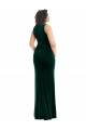 Buy Square Neck Long Stretch Velvet Dark Green Sleeveless Semi Formal Evening Dress UK