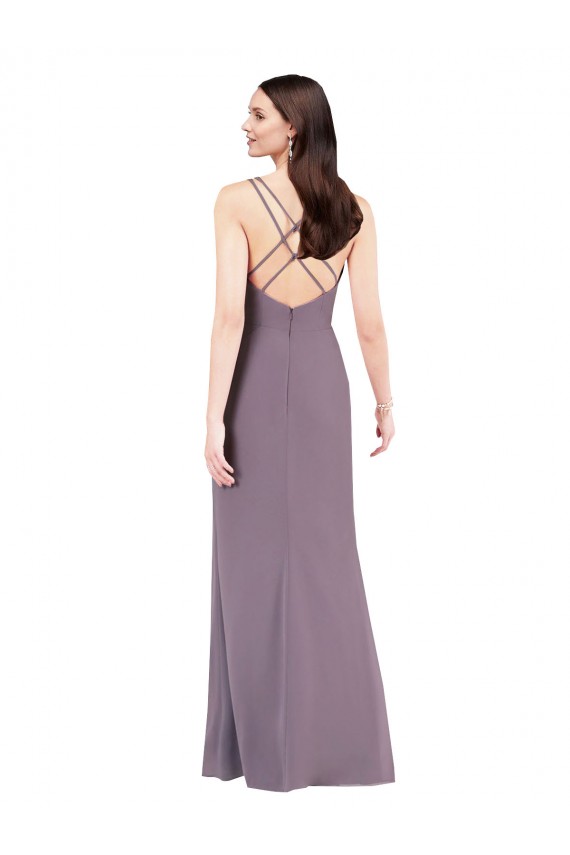 Buy Sweetheart Long Soft Chiffon Dark Lavender Sleeveless Formal Evening Dress UK