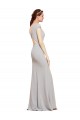Buy Boat Neck Long Stretch Crepe Dark Navy Sleeveless Formal Evening Dress UK