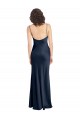 Buy Cowl Neck Long Stretch Satin Dark Navy Sleeveless Black Tie Evening Dress UK