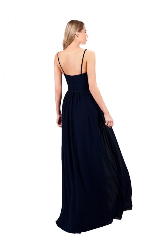 Buy Sweetheart Long Soft Chiffon Dark Navy Sleeveless Formal Evening Dress UK