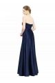 Buy Sweetheart Long Stretch Satin Dark Navy Sleeveless Black Tie Evening Dress UK
