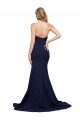Buy Sweetheart Sweep Train Stretch Crepe Dark Navy Sleeveless Formal Evening Dress UK