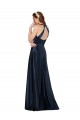 Buy V-Neck Long Satin Dark Navy Sleeveless Formal Evening Dress UK