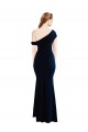 Buy One Shoulder Long Stretch Crepe Dark Navy Sleeveless Formal Evening Dress UK