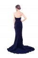 Buy Strapless Sweep Train Stretch Crepe Dark Navy Sleeveless Semi Formal Evening Dress UK