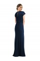 Buy Off the Shoulder Long Stretch Crepe Dark Navy Cap Sleeves Formal Evening Dress UK