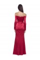 Buy Sweetheart Long Stretch Satin Dark Red Long Sleeves Formal Evening Dress UK