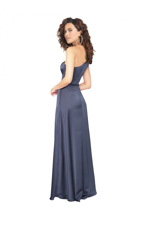 Buy One Shoulder Long Silky Satin Dusk Sleeveless Formal Evening Dress UK