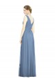 Buy V-Neck Long Soft Chiffon Dusty Blue Sleeveless Semi Formal Evening Dress UK
