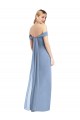 Buy Off the Shoulder Long Soft Chiffon Dusty Blue Sleeveless Semi Formal Evening Dress UK