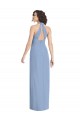 Buy V-Neck Long Soft Chiffon Dusty Blue Sleeveless Formal Evening Dress UK