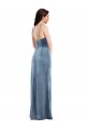 Buy Sweetheart Long Stretch Velvet Dusty Blue Sleeveless Formal Evening Dress UK