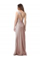 Buy One Shoulder Long Stretch Satin Dusty Pink Sleeveless Formal Evening Dress UK