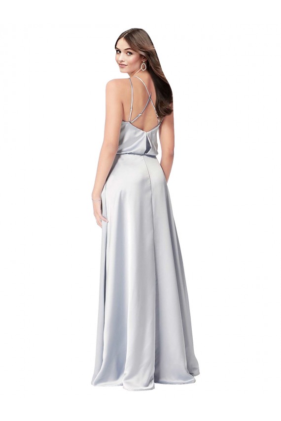 Buy Halter Neck Long Silky Satin Fog Sleeveless Formal Evening Dress UK