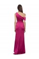 Buy One Shoulder Long Stretch Satin Fuchsia Sleeveless Evening Dress UK