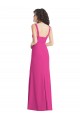 Buy Square Neck Long Stretch Crepe Fuchsia Sleeveless Semi Formal Evening Dress UK