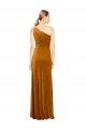 Buy One Shoulder Long Stretch Velvet Gold Sleeveless Formal Evening Dress UK