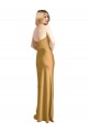 Buy Strapless Long Stretch Satin Gold Sleeveless Formal Evening Dress UK