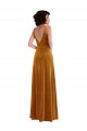 Buy V-Neck Long Stretch Velvet Gold Sleeveless Semi Formal Evening Dress UK