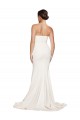 Buy Strapless Sweep Train Stretch Satin Ivory Sleeveless Formal Evening Dress UK