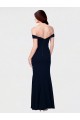 Buy Off the Shoulder Long Stretch Crepe Ivory Sleeveless Evening Dress UK