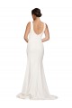 Buy Square Neck Sweep Train Stretch Crepe Ivory Sleeveless Semi Formal Evening Dress UK