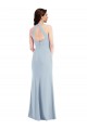 Buy V-Neck Long Stretch Crepe Light Sky Blue Sleeveless Formal Evening Dress UK