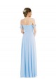 Buy Off the Shoulder Long Soft Chiffon Light Sky Blue Sleeveless Formal Evening Dress UK