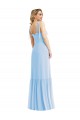Buy Sweetheart Long Soft Chiffon Light Sky Blue Sleeveless Semi Formal Evening Dress UK