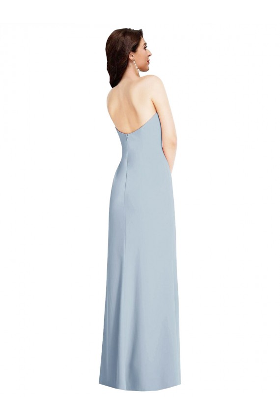 Buy Strapless Long Stretch Crepe Light Sky Blue Sleeveless Formal Evening Dress UK