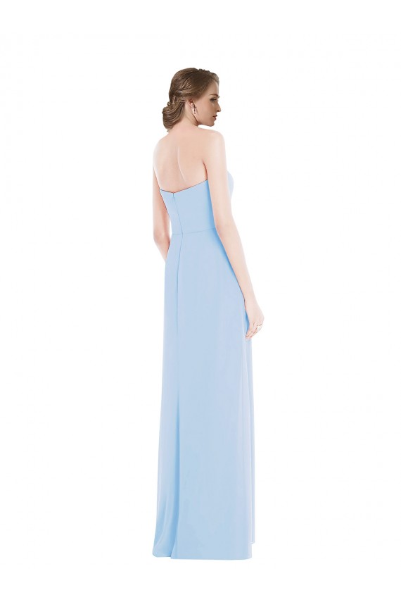 Buy Sweetheart Long Soft Chiffon Light Sky Blue Sleeveless Evening Dress UK